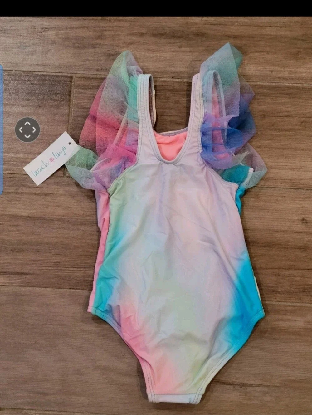 Beach Lingo Girls Sequin Ice Cream Rainbow Frill One-Piece Swimsuit SZ 3T NEW